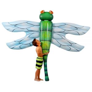 Giant Dragonfly 8.75 ft Ride-On Pool Float with child