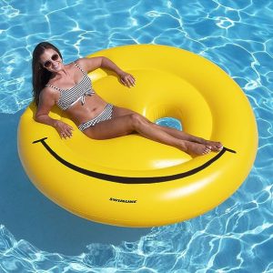 Swimline Smiley Face Fun Island Pool Float with rider